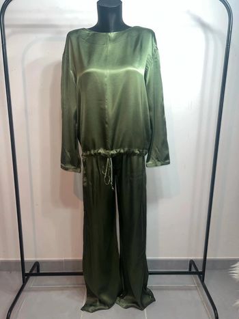 Ensemble top manches longues et pantalon kaki fluide femme S - Zara neuf étiqueté