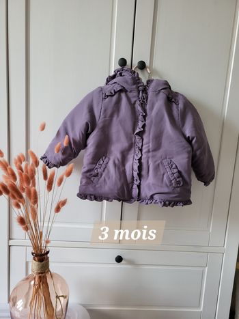 🪻Manteau chaud violet mauve bébé fille 3 mois
