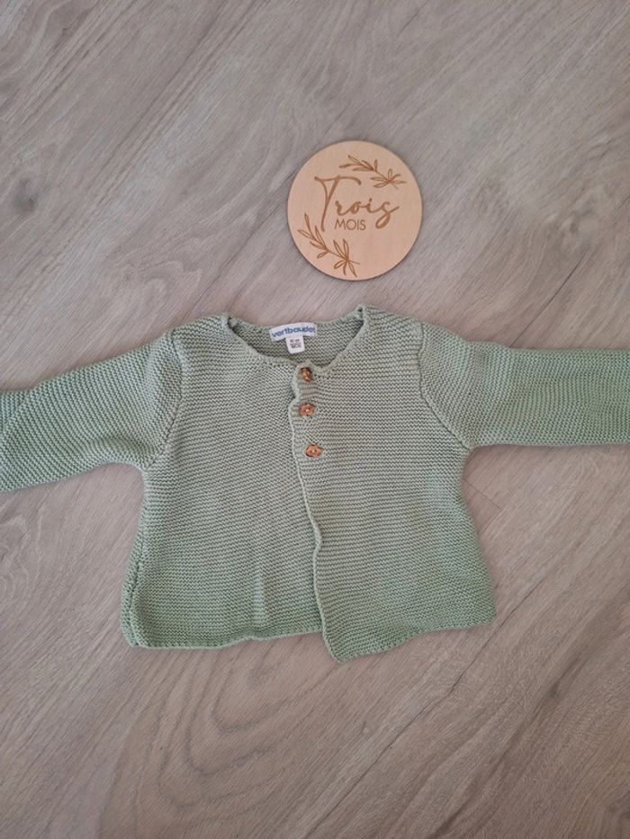 Veste tricotée verte Verbaudet mixte - photo numéro 3