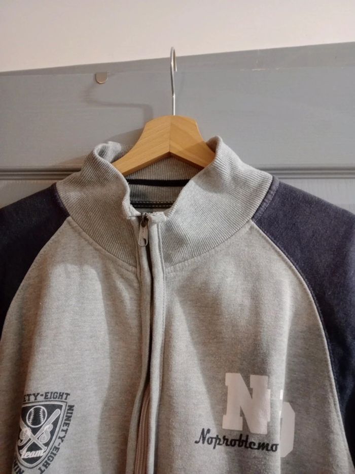 Gilet type baseball homme taille 2  gris c50 - photo numéro 2