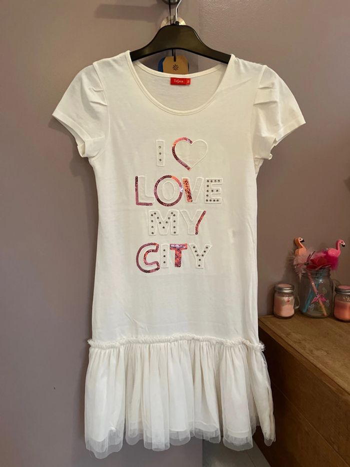 Robe à volant I love my city tissaïa taille 10 ans