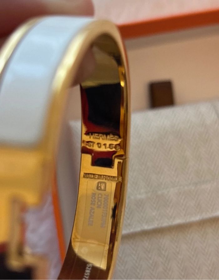 Bracelet Hermès Clic H - Taille PM - Blanc/Or - Très bon état avec boîte et facture - photo numéro 5