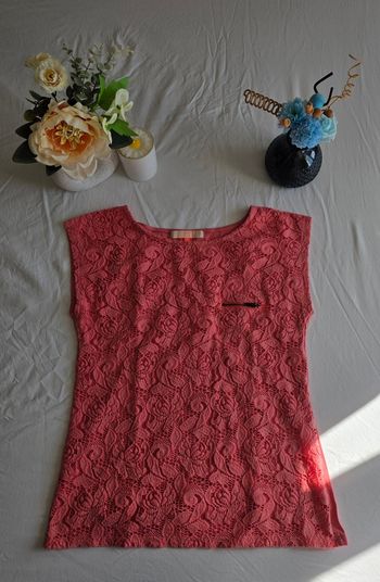 Cache Cache Top Dentelle Rose Corail Excellent état Taille 2 - 38 - M