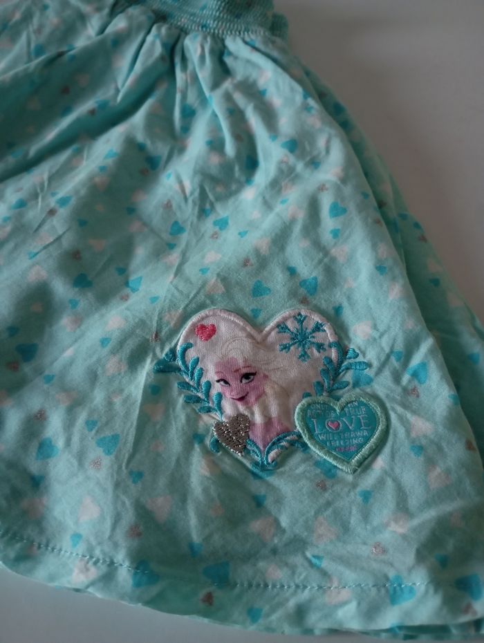 Jupe 4/5 ans. Coton bleu  turquoise blanc argenté . Disney Elsa Reine des neiges. Parfait état - photo numéro 3