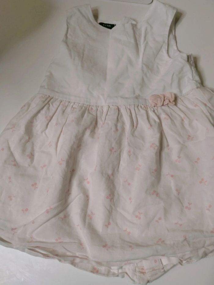 Robe bébé 9 mois blanche et rose motif cerise - photo numéro 4
