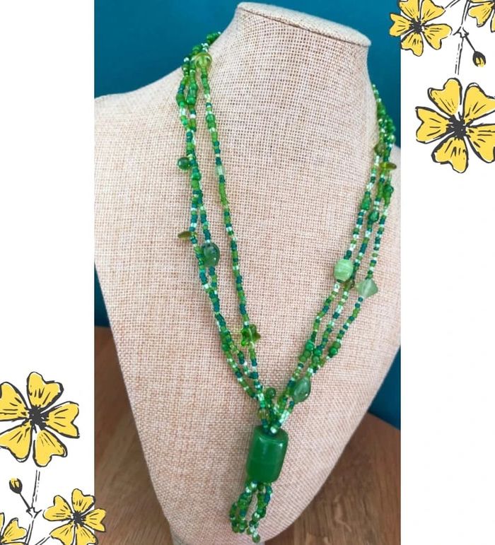 Collier perles multirangs vertes - Collection Émeraude Urbaine - photo numéro 9