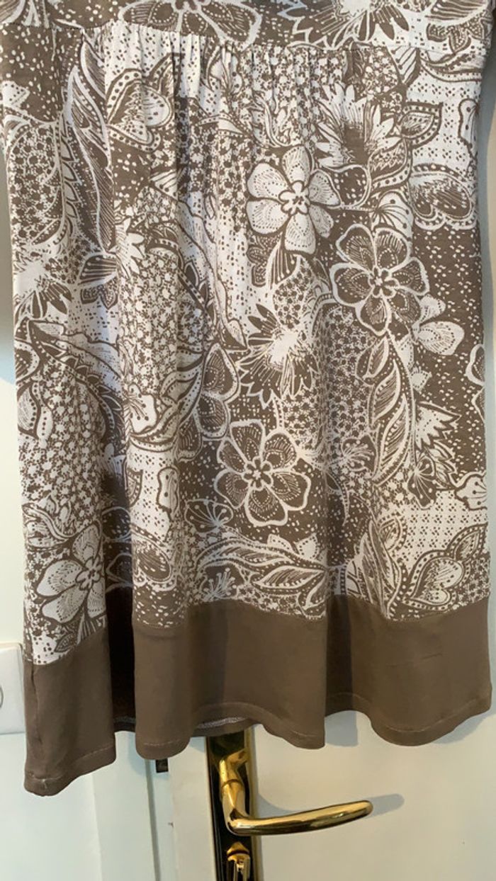 Tunique blanche et marron claire manches 3/4 - photo numéro 3