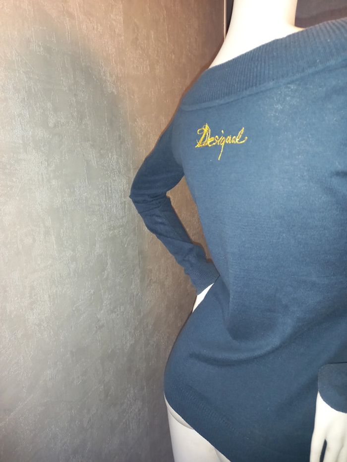 pull bleu marine et coloré desigual taille 38/40 - photo numéro 2