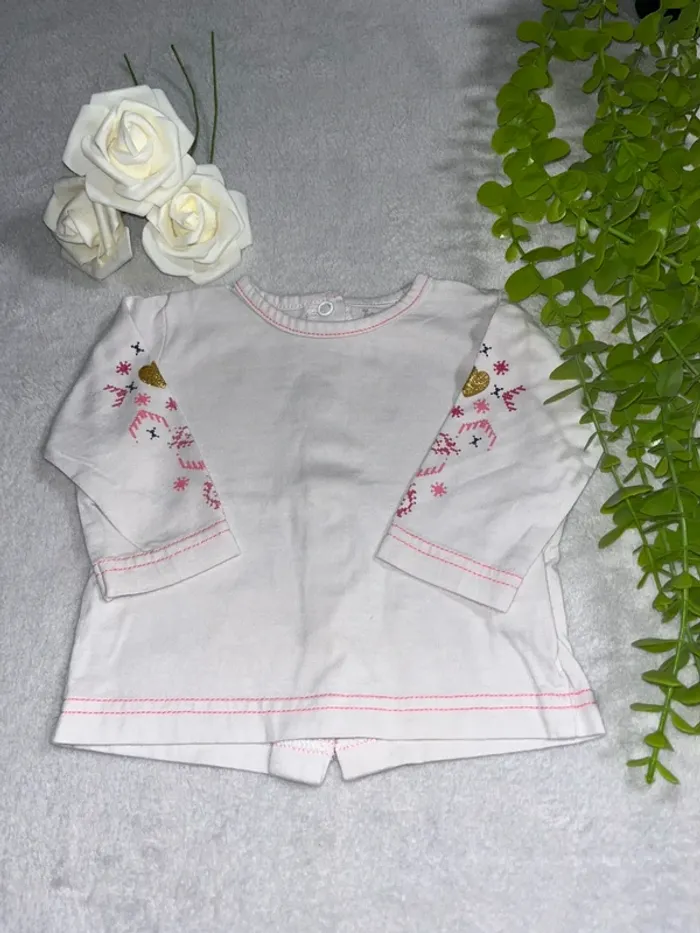 Très beau tee shirt à longue manche bébé fille