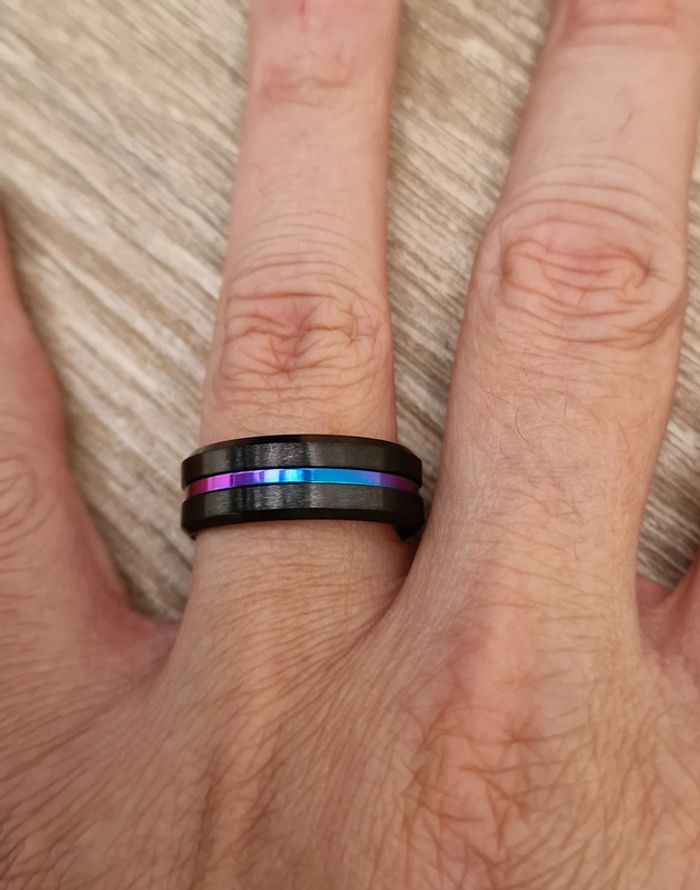 Bague Acier Inoxydable Noir Et Cameleon Multicolore - photo numéro 9