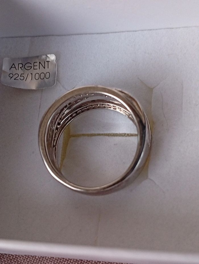 Bague argent 925 multi-anneaux oxydes blancs & noirs – EDORA - photo numéro 4