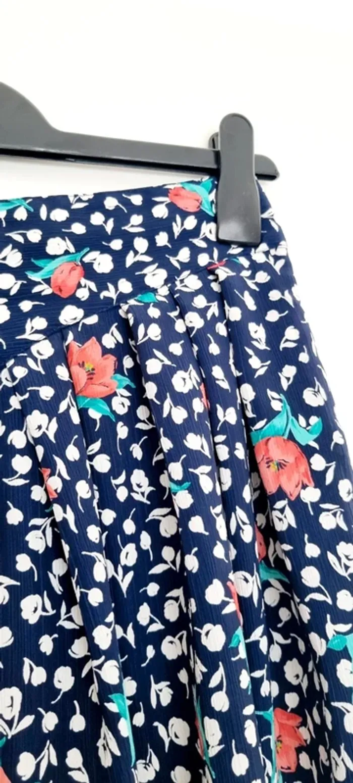 Jupe midi vintage imprimé bleu fleur 36 - photo numéro 9