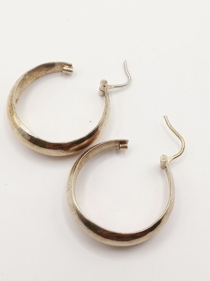 Orecchini cerchio argento dorato color oro giallo, placcato 18 kt? Stile gitana - photo numéro 3