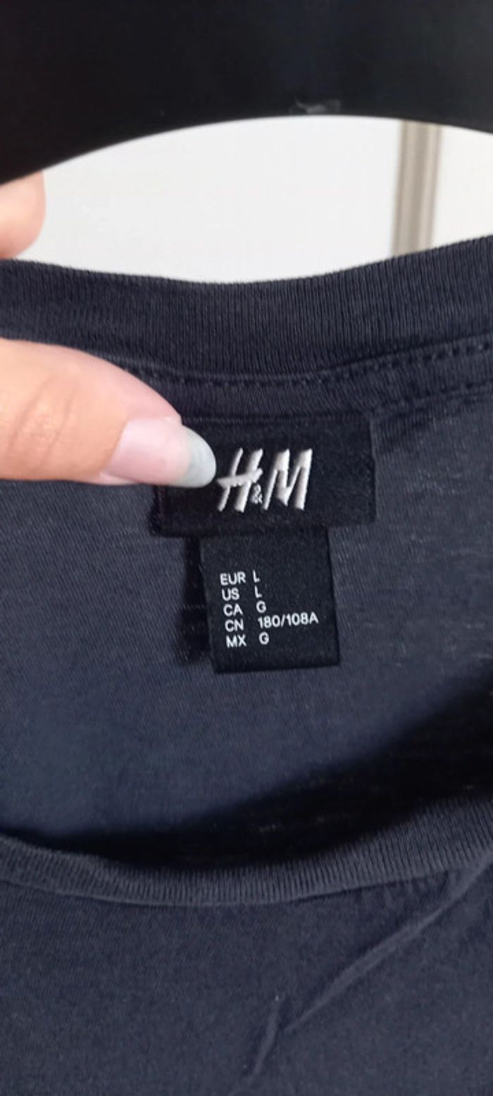 T-shirt imprimé H&M L bleu marine - photo numéro 3