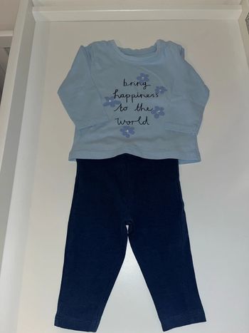 Ensemble Haut et Legging bleu marine 9 mois mots d enfants
