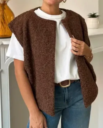 Veste sans manches marron chocolat