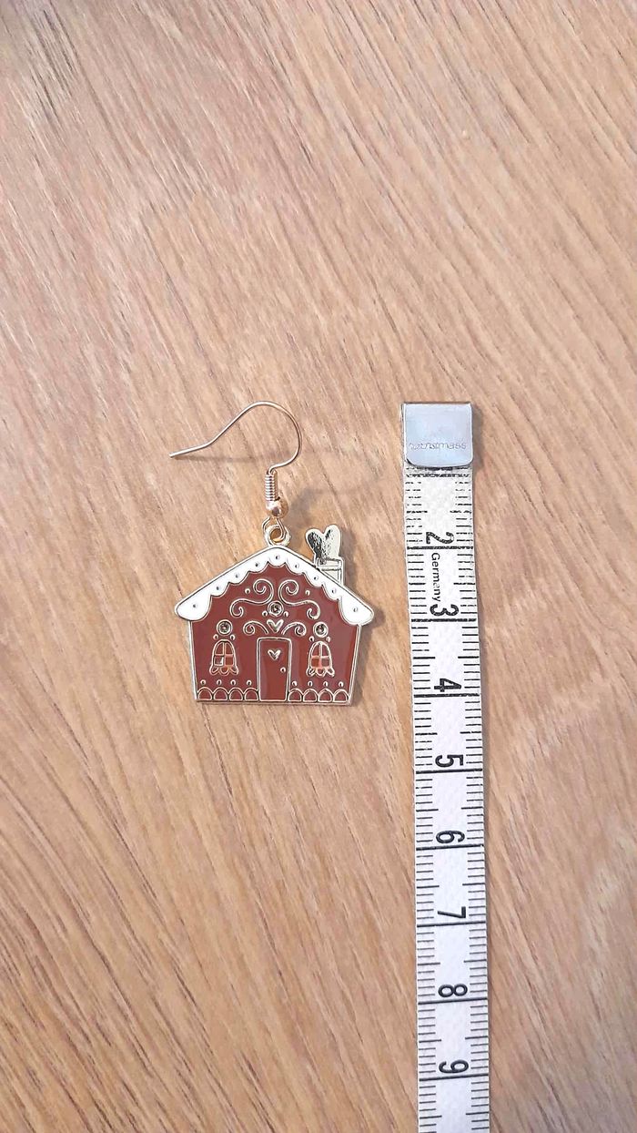 Bijoux Noël | Boucles d’Oreilles Maison Pain d’Épices – Neuf - photo numéro 3