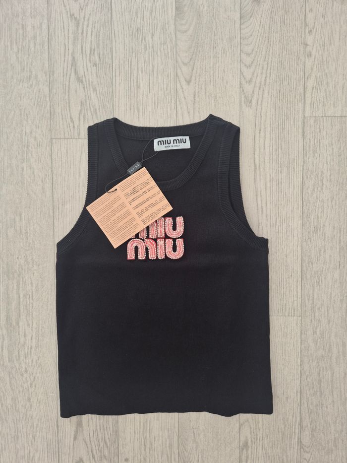 Débardeur miu miu strass rose