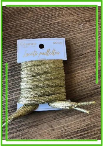 Lacets paillettes doré