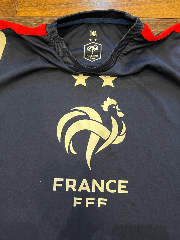 Maillot de foot 2 étoiles de l’équipe de france fff bleu taille 14 ans - photo numéro 3