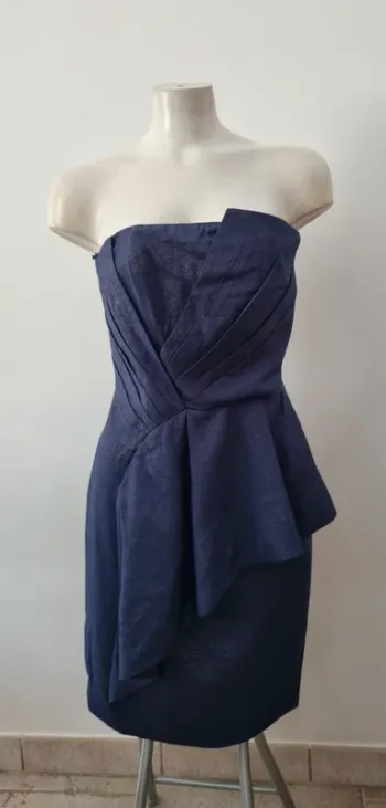 Robe courte bleue marine brillante naf naf cocktail soirée mariage 38