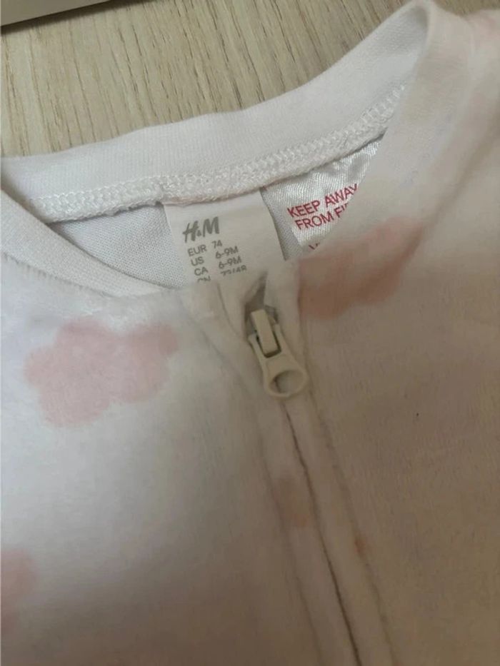 Pyjama en velours blanc et nuage rose sans pied H&M - photo numéro 3