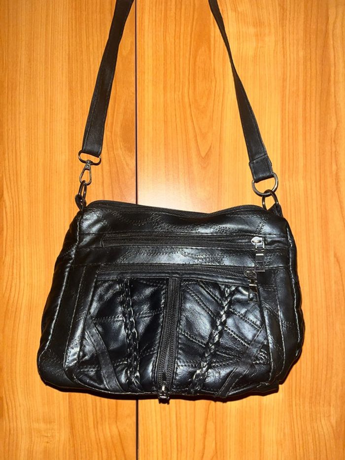 Sac en cuir noir uni (petit)