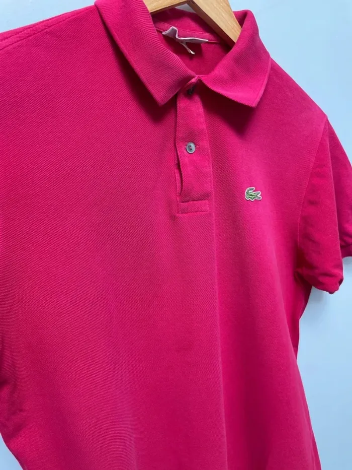 Polo framboise Lacoste vintage manches courtes taille 5 homme Made in France 🇫🇷 - photo numéro 5