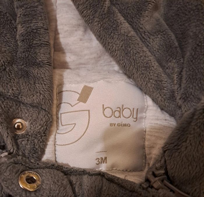 Combinaison à capuches gris ourson, gémo, taille 3 mois (62 cm) - photo numéro 3