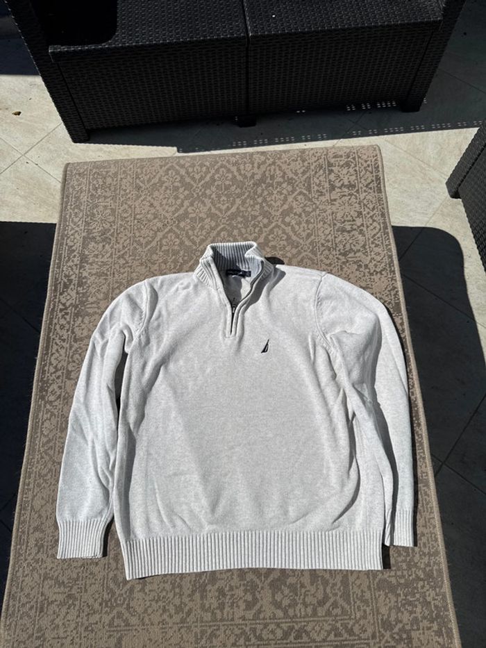 Pull Nautica gris col zippé - Taille M