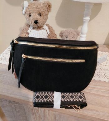 Sacoche banane velours côtelé noir