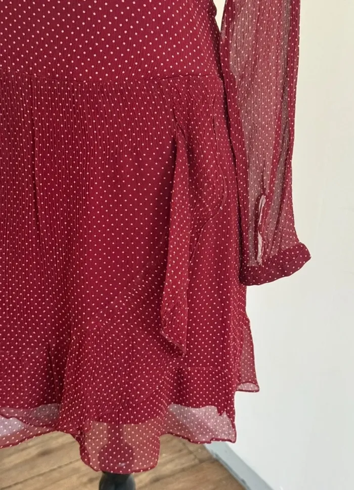 Robe Sézane en soie bordeaux à pois – Taille 38 - photo numéro 4
