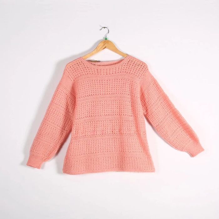 Superbe tricot en laine rose pastel fait main (#23431) - photo numéro 3