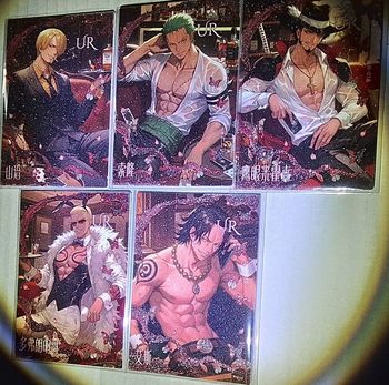 Lot 5 cartes collection one piece catégorie UR blister effets holographique