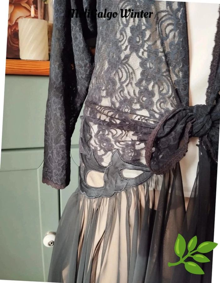 🌹Long Déshabillé/Nuisette Dentelle & Voile Pièce Vintage Natori T38/40🌹 - photo numéro 8