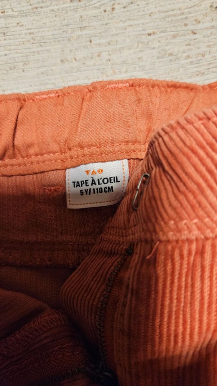 Jupe courte brun orangé, ajustable à la taille, en velour cotelé, Tape à l Oeil, 5 ans - photo numéro 5
