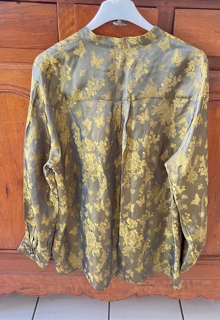 Chemise traditionnelle vert jaune, col Mao , manches longues - photo numéro 2