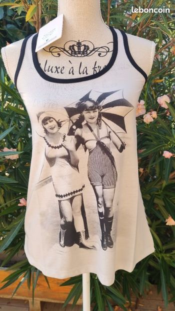 Débardeur beige noir rayé Marcel et cendrillon taille 36 neuf