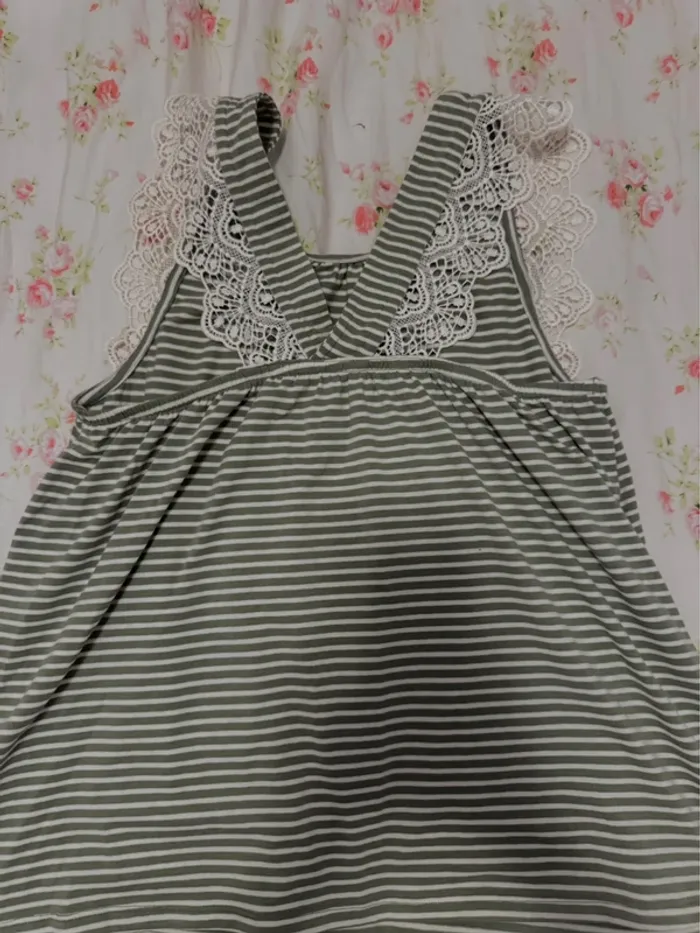 green striped lace shirt