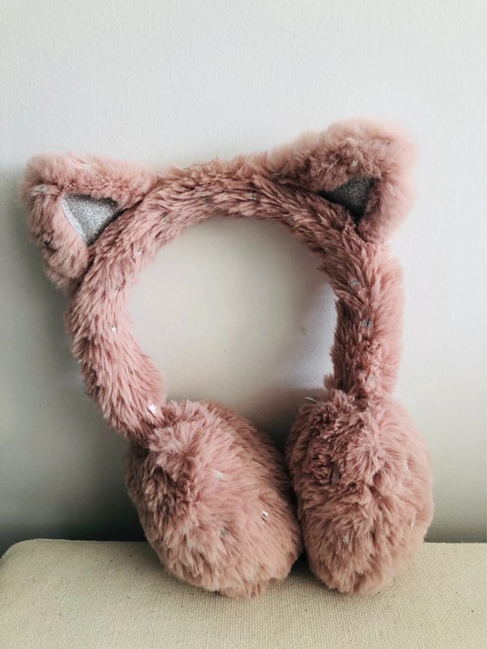 Cache oreille doux lapin chat rose enfant fille
