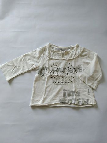 tee shirt blanc ikks avec strass fille 3  mois