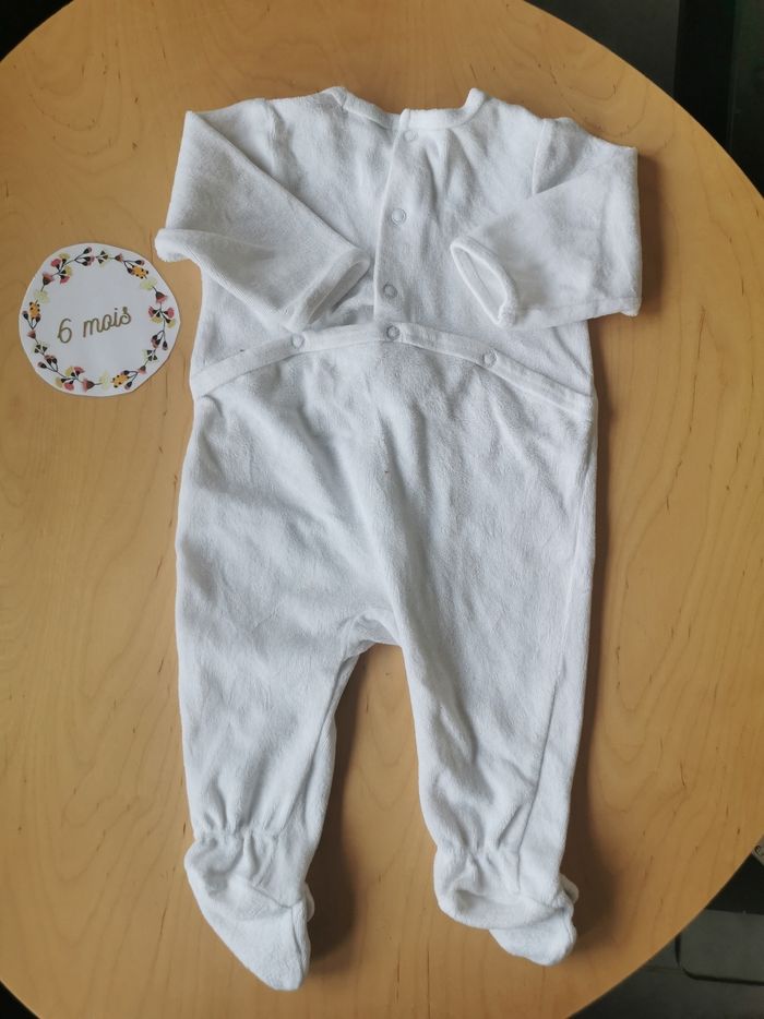 Pyjama bébé mixte blanc en velour 6mois la redoute tbe - photo numéro 3