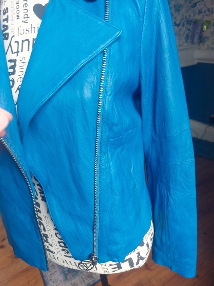 Veste cuir bleu M - photo numéro 4