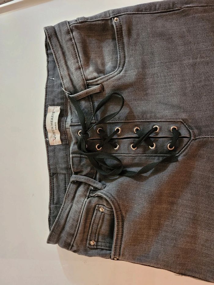 Jean gris skinny taille lacet - photo numéro 4