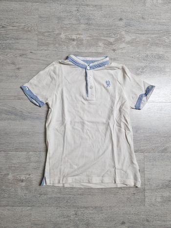 Polo blanc et bleu Okaïdi 10 ans