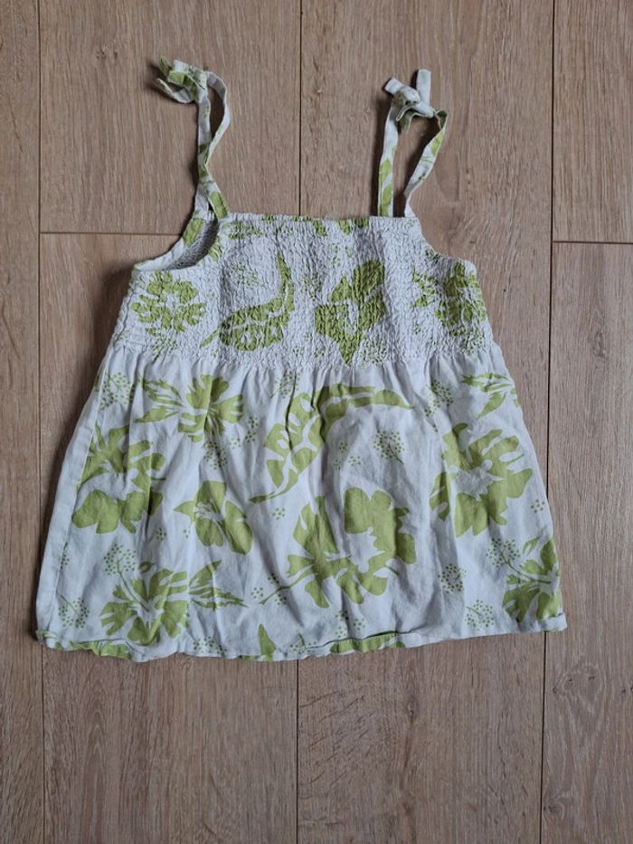 Débardeur bretelles blanc et vert