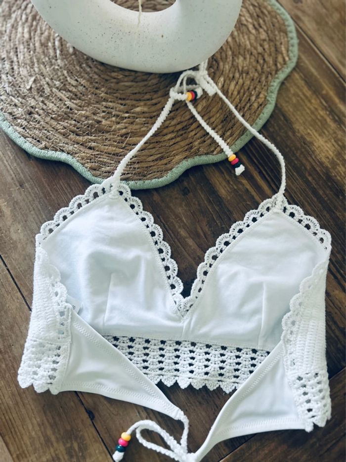 Jolie haut maillot bain crochet été neuf taille M - photo numéro 4
