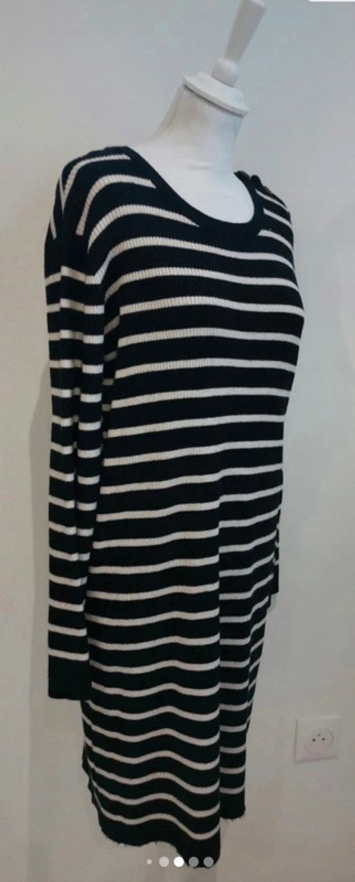 Robe longue à rayures horizontales manches longues taille L - photo numéro 3
