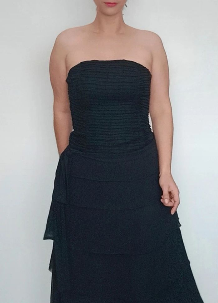 Robe cocktail bustier noire volantée chic taille 38 - photo numéro 10