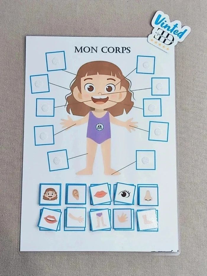 Fiche à scratch parties du corps fille Montessori